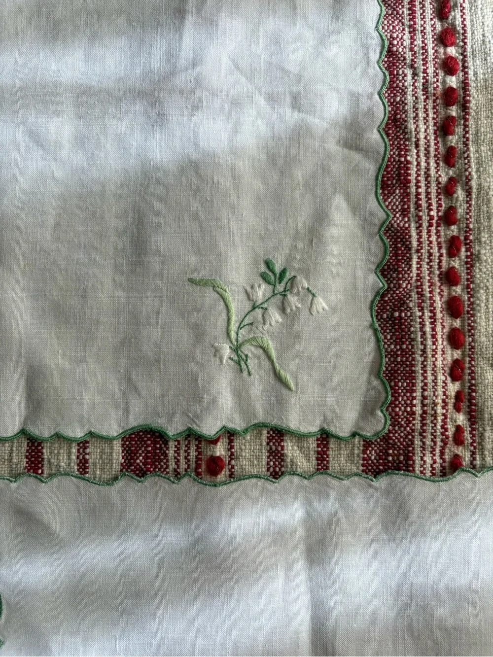 Vintage Embroidered Floral & D Monogram Handkerchief Set - Teal & Blue Accents